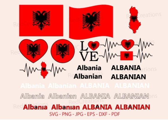 Albania Flag Bundle SVG for Embroidery Projects