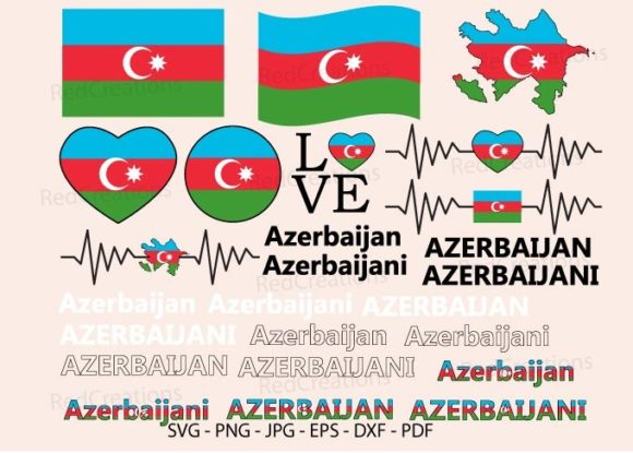 Azerbaijan Flag Bundle Svg for Graphics and Crafts