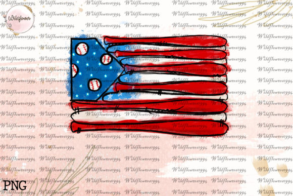 Baseball American Flag PNG for Graphics and Crafts