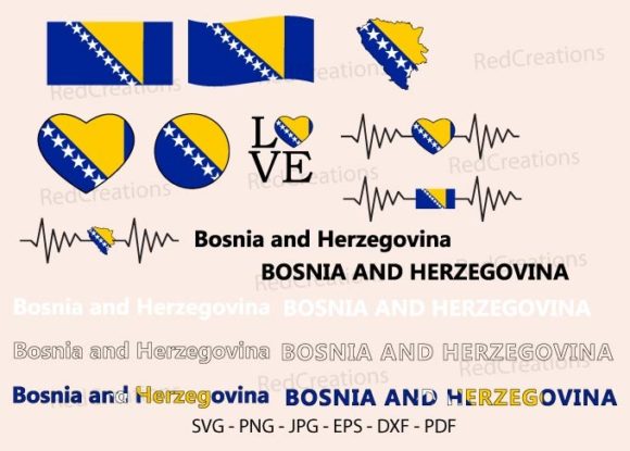 Bosnia and Herzegovina Flag Graphic for Crafts