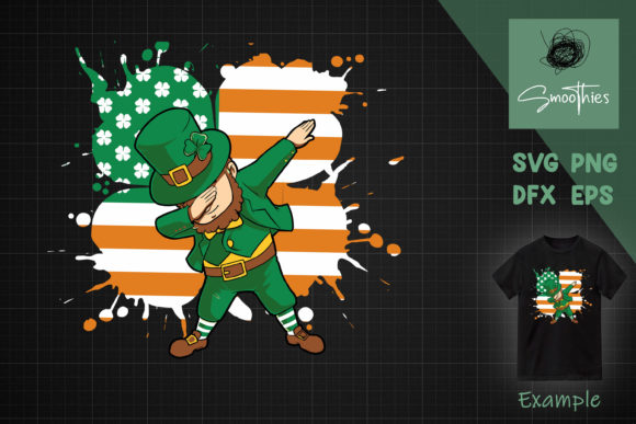 Dabbing Leprechaun Irish American Flag Graphics for Crafts
