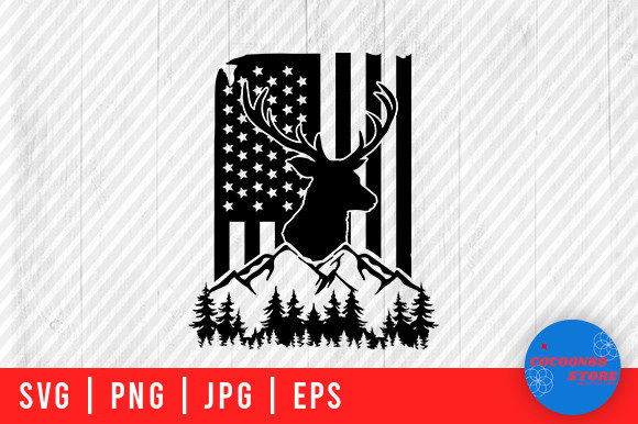 Deer Hunting with Flag Svg for Crafts and Graphics