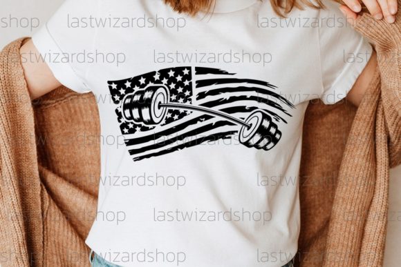 Distressed American Flag Barbell Graphic for Crafts