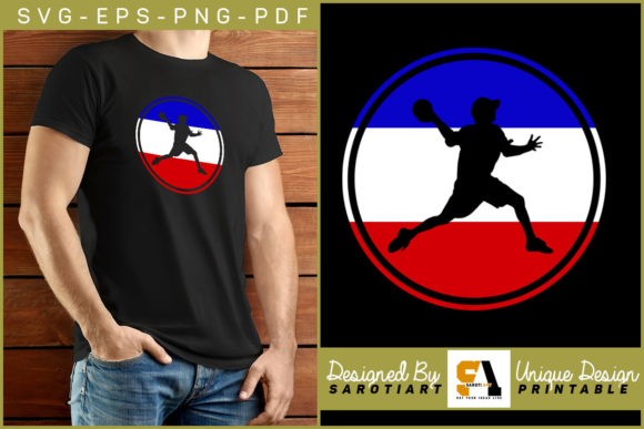 Dodgeball Silhouette with USA Flag SVG Graphics for Crafts