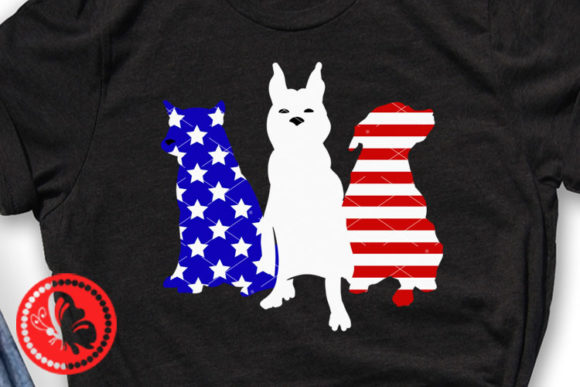 Dogs USA Flag Independence Day Patriotic Graphics for Crafts