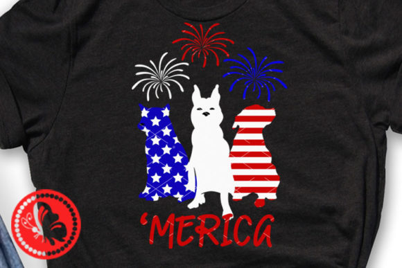 Dogs USA Flag Merica Print Animals Graphics for Crafts