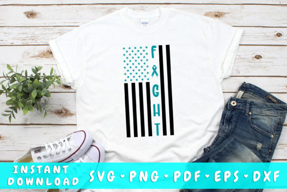 Fight Ovarian Cancer American Flag SVG for Crafts and Graphics