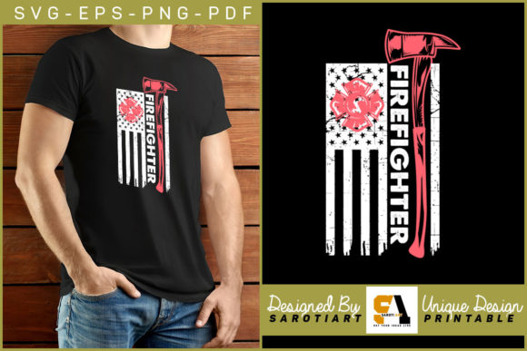 Firefighter Grunge Flag Graphics for Crafts