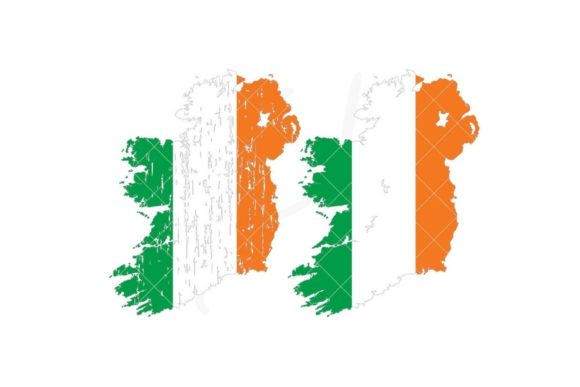 Ireland Map in Flag Colors for Crafts and Graphics