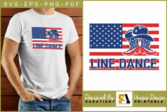 Line Dancing USA Colorful Flag Graphic for Graphics and Crafts