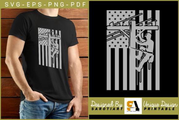 Lineman USA Flag Design Graphics for Local Branding
