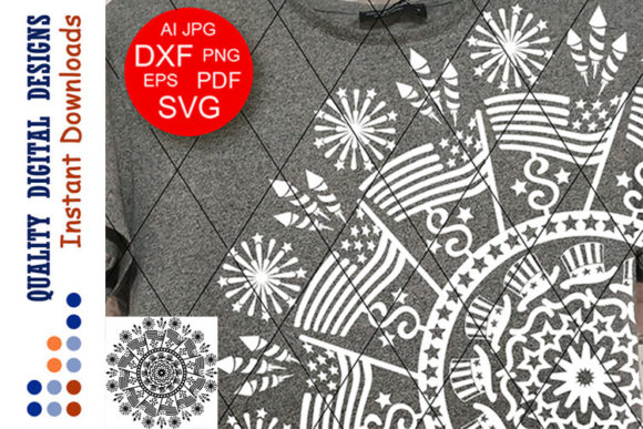 Mandala American USA Flag Independence Graphics for Crafts