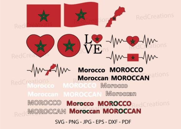 Morocco Flag Svg Bundle for Crafts and Graphics