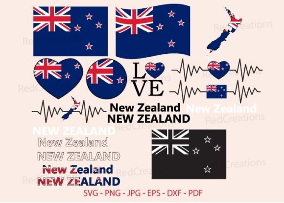 New Zealand Flag Bundle Svg for Crafts and Graphics