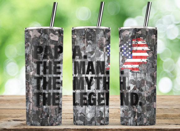 Papa Man Myth Legend Camo Flag USA Wrap Graphics