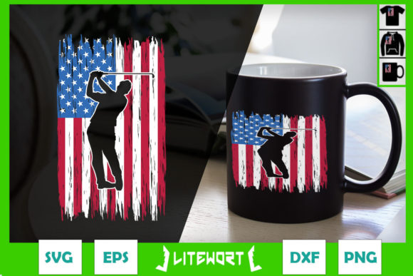 Retro American Flag Golf Graphics for Crafts