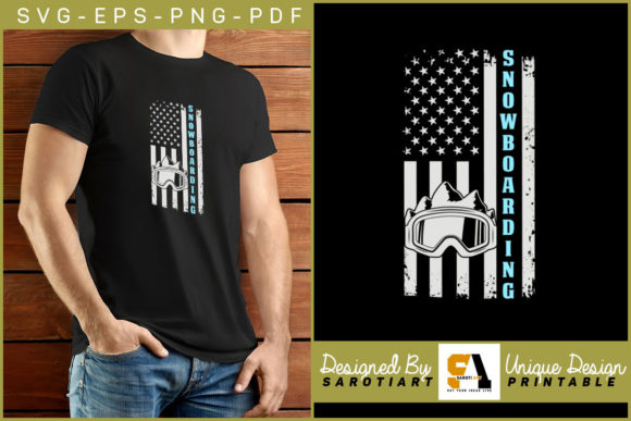 Snowboarding with USA Flag Graphics for Crafts