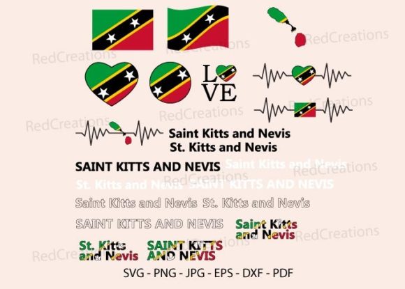 St. Kitts and Nevis Flag Bundle Graphics