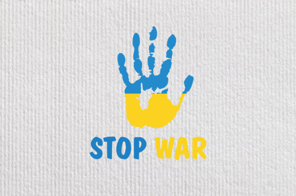 Stop War Hand Print Ukraine Flag Graphics for Crafts
