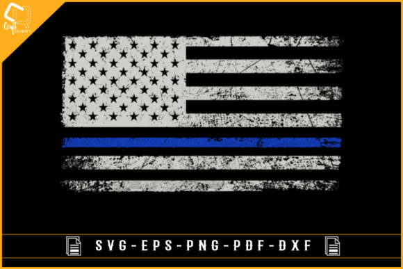 Thin Blue Line with USA Flag Design Svg for Crafts and Graphics