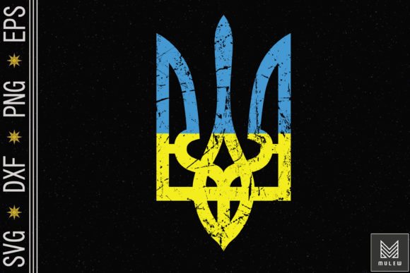 Ukrainian Flag Vintage Tryzub Ukraine Graphics for Crafts