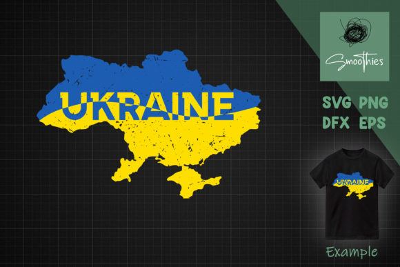 Ukrainian Map and Flag Souvenir Graphics for Crafts