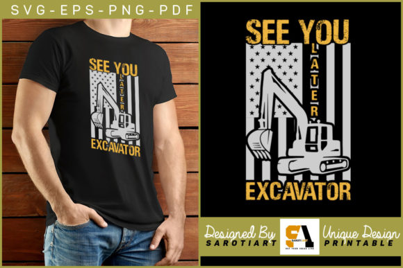USA Flag Excavator Design SVG Printable for Graphics and Crafts