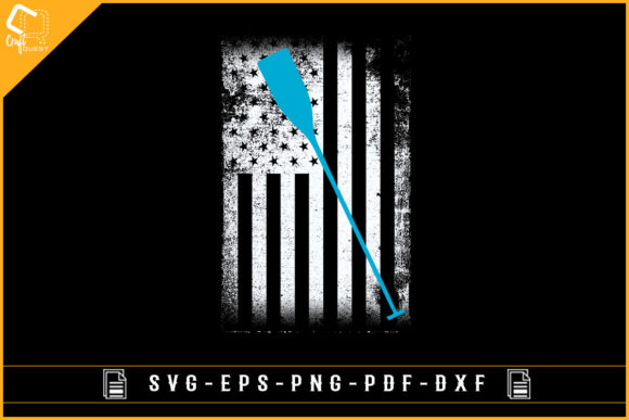 USA Flag with Rowing Retro Grunge Graphics for Crafts