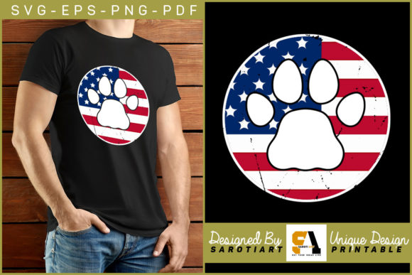 Vintage Flag Paw Graphic for Crafts and Branding