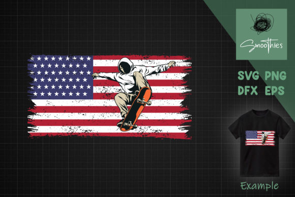 Vintage US Flag Skateboarding Graphics for Crafts