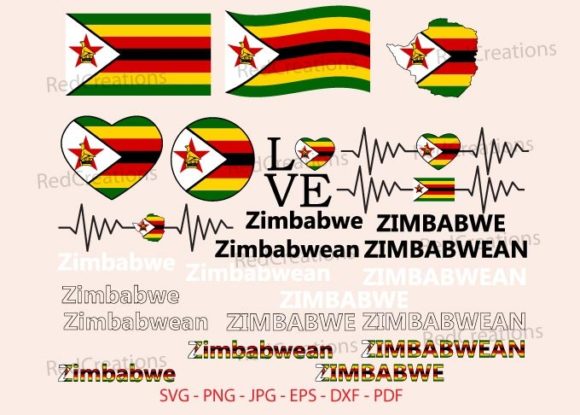 Zimbabwe Flag Bundle Graphics for Crafts